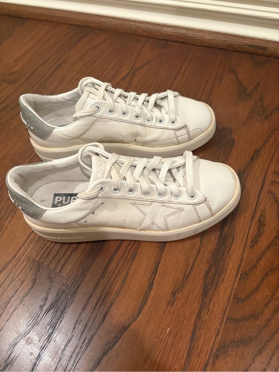 Golden Goose Shoes - Golden Goose White Sneakers with Silver Heel